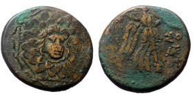 Pontic Kingdom, Amisos. Mithradates VI (120-63 BC) AE (Bronze, 21mm, 7.26g) local civic issue under Mithradates VI 
Obv: Facing Gorgonion as boss of f...