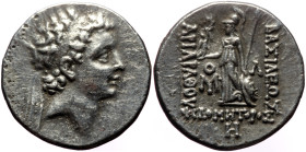 Kings of Cappadocia, Ariarathes VII Philometor (ca 116-101 BC) AR Drachm (Silver, 17mm, 3.96g) RY 8 = 108/7. 
Obv: Diademed head of Ariarathes VII to ...