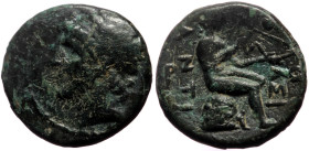 Seleukid Kings of Syria Antiochos I (280-261 BC) AE (Bronze, 17mm 2.60g) Antioch 
Obv: Diademed head of Antiochos left 
Rev: B-ASI right, ANTI left, A...