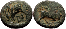 Seleukid Kings of Syria, Seleukos I Nikator (312-281 BC) AE (Bronze, 14mm, 3.77g) 280s BC Seleucia II.
Obv: Laureate head of Apollo right.
Rev: BAΣΙΛΕ...