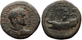 Bithynia, Nicaea AE (Bronze, 12.94g, 26mm) Caracalla (198-217). 
Obv: ANTΩNINOC AYΓOYCTOC, Laureate, draped and cuirassed bust right.
Rev: NIKAI / EΩN...