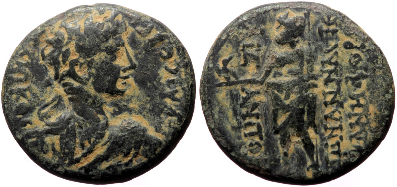 Phrygia, Aezani AE (Bronze, 5.14g, 19mm) Caligula Magistrate: Nannas (stephaneph...