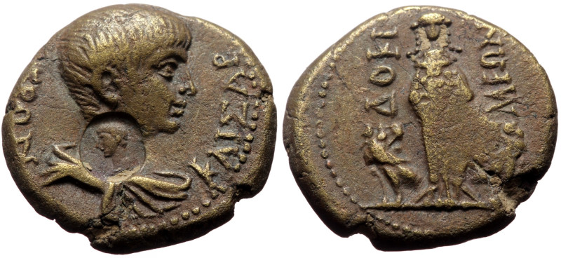 Phrygia, Dokimeion AE (Bronze, 5.39g, 19mm) Nero (54-68)
Obv: ΝΕΡΩΝ ΚΑΙΣΑΡ, bare...