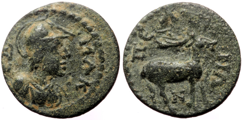 Phrygia, Peltae AE (Bronze, 2.03g, 15mm) Pseudo-autonomous (2nd century)
Obv: MA...