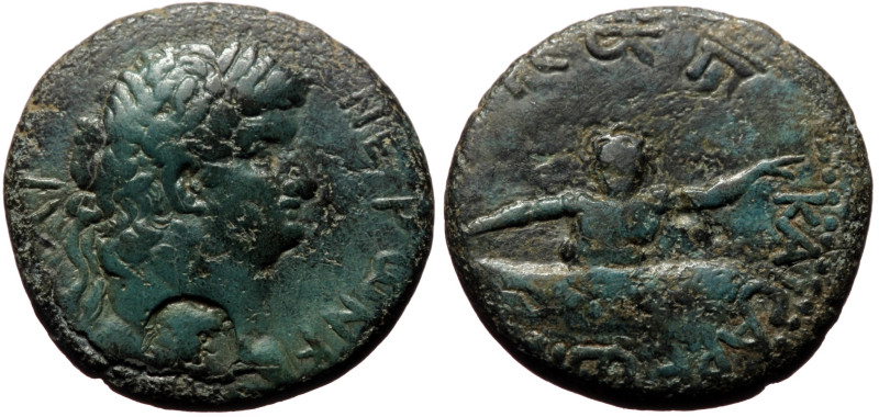 Cilicia, Anazarbos AE (Bronze, 4.74g, 18mm) Nero (54-68) Dated CY 86=AD 67/8
Obv...