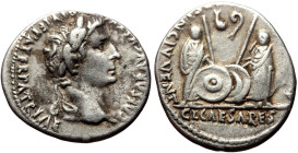 Augustus (27 BC-AD 14) AR Denarius (Silver, 19mm, 3.74g) Lungdunum.
Obv: CAESAR AVGVSTVS DIVI F PATER PATRIAE. Head of Augustus, laureate, right.
Re...