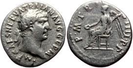 Trajan (98-117) AR Denarius (Silver, 2.78g, 19mm) Rome, 101-2 
Obv: IMP CAES NERVA TRA - IAN AVG GERM Head laureate r. 
Rev: P M TR P COS IIII P P, Vi...