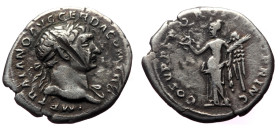 Trajan (98-117) AR denarius (Silver, 2,89g, 20mm) Rome
Obv: IMP TRAIANO AVG GER DAC P M TR P, laureate head right, with slight drapery on far shoulder...