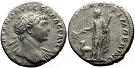 Trajan (98-117) AR Denarius (Silver, 2.84g, 17mm) Rome, 103-111. 
Obv: IMP TRAIANO AVG GER DAC PM T R P, laureate, draped and cuirassed bust right 
re...