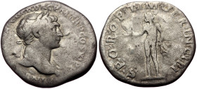 Trajan (98-117) AR Denarius (Silver, 2,60, 19mm) Rome
Obv: IMP TRAIANO AVG GER DAC P M TR P COS VI P P, laureate and draped bust of Trajan right 
Rev:...