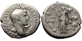 Hadrian (117-138) AR Denarius (Silver, 3.10g, 20mm) Rome, 120-121 
Obv: Bust laureate r., fold of cloak on front shoulder, IMP CAESAR TRAIAN HADRIANVS...