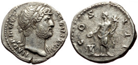 Hadrian (117-138) AR Denarius (Silver, 18mm, 3.27g) Rome, 124-128. Obv: HADRIANVS AVGVSTVS, laureate bust right, slight drapery 
Rev: COS III, Genius,...