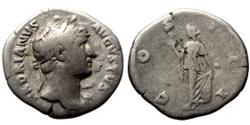 Hadrian (117-138) AR Denarius (Silver, 2,95g, 18mm), 125-128 Obv: HADRIANVS AVGVSTVS , laureate bust facing right, light drapery on left shoulder 
Rev...