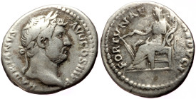 Hadrian (117-138), AR Denarius (Silver, 3.07g, 19mm) Rome, 132, 
Obv: HADRIANVS AVG COS III P P, Head bare r,
Rev: FORTVNAE REDVCI, Fortuna seated lef...