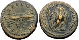 Hadrian (117-138) AE Quadrans (Bronze, 19mm, 3.77g) Rome, 121-122.
Obv: IMP CAESAR TRAIAN HADRIANVS AVG, Eagle standing right, wings spread and head t...