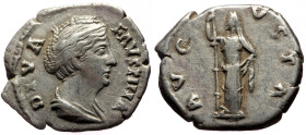 Diva Faustina (140-141) AR Denarius (Silver, 19mm, 2.78 g) Rome
Obv: DIVA FAVSTINA draped bust right, hair coiled on top of head 
Rev: AVGVSTA, Ceres ...