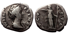 Diva Faustina I (died 140/1) AR Denarius (Silver, 18mm, 2.82g) Rome. 
Obv: DIVA FAVSTINA Diademed and draped bust of Diva Faustina to right. 
Rev: AVG...