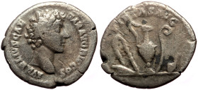 Marcus Aurelius (Caesar, 139-161) AR Denarius (Silver, 17mm, 2.84g) Rome, 142. 
Obv: AVRELIVS CAESAR AVG PII F COS, Bare head of Marcus Aurelius to ri...