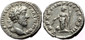 Marcus Aurelius (161-180) AR denarius (18mm, 3.26g). Rome, December AD 166-December 167. 
Obv: M ANTONINVS AVG ARM PARTH MAX, laureate head of Marcus ...