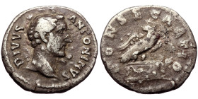 Divus Antoninus Pius (Died 161) Posthumous issue AR Denarius (Silver, 2.90g, 18mm) Rome, 162, 
Obv. DIVVS ANTONINVS, bare head to right of Antoninus P...