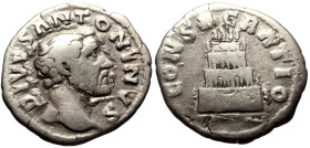 Divus Antoninus Pius (died AD 161) AR denarius (Silver, 2.84g, 19mm) Rome, under Marcus Aurelius and Lucius Verus, 161. 
Obv: DIVVS ANTONINVS, bare he...