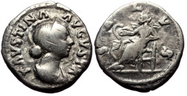 Faustina II (161-176) wife of M. Aurelius AR Denarius (Silver, 2.88g, 18mm) Rome 
Obv: FAVSTINA AVGVSTA, diademed and draped bust right 
Rev: SALVS, S...