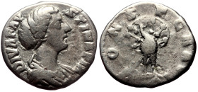 Diva Faustina II (147-175/6) AR Denarius (Silver, 2.49g, 17mm) Rome, 176-180. 
Obv: DIVA FAV-STINA PIA, draped bust of Faustina Junior right, seen fro...