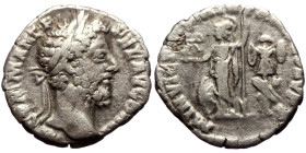 Commodus (177-192) AR Denarius (Silver, 2.58g, 17mm) Rome.
Obv: M COMM ANT P FEL AVG BRIT, Laureate head right.
Rev: MIN VIC P M TR P XIIII COS V P P,...