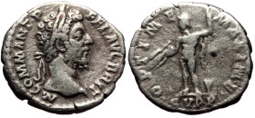 Commodus (177-192) AR denarius (Silver, 18mm, 2.95g) Rome, 186-189. 
Obv: M COMM ANT-P FEL AVG BRIT, laureate head of Commodus right 
Rev: OPTIME M-AX...