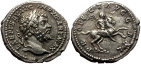 Septimius Severus (193-211) AR Denarius (Silver,19mm, 2.90g) Rome, 198-200. 
Obv: L SEPT SEV AVG IMP-XI PART MAX, laureate head of Septimius Severus r...