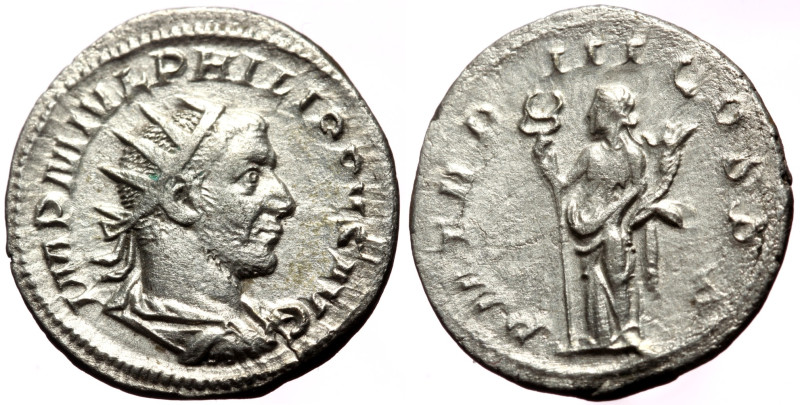 Philip II (247-249) AR Antoninianus (Silver, 3.91g, 22mm) Antioch, 247. 
Obv: IM...