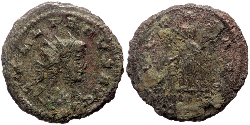 Gallienus, AE silvered Antoninianus (Silvered bronze, 4.38g, 22mm) 266-268 Antio...