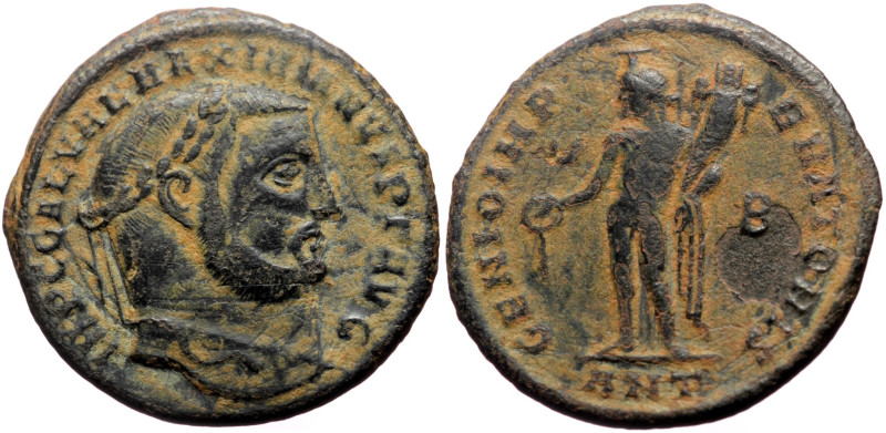 Galerius Maximianus AE Follis (Bronze, 25mm, 6.30g) 308-309 
Obv: IMP C GAL VAL ...