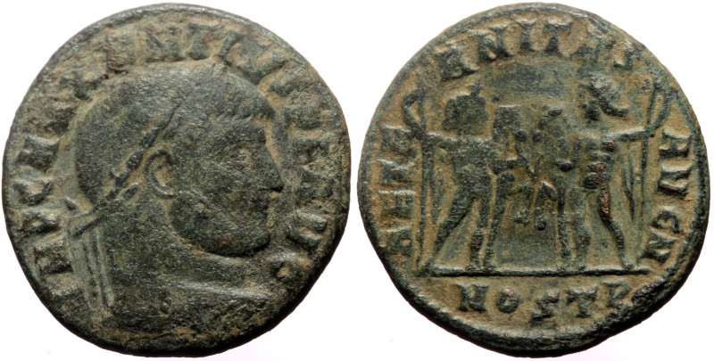 Maxentius (306-312) AE Follis (Bronze, 24mm, 6.63g) Ostia, 309-312. 
Obv: IMP C ...