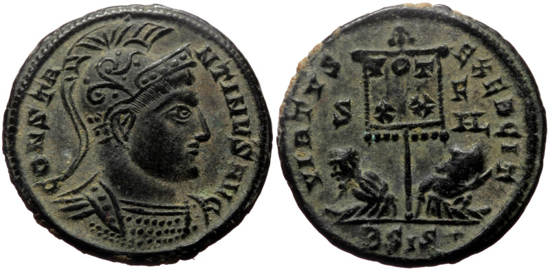 Constantine I (307/10-337) AE Follis (Bronze, 19mm, 3.04g) Siscia, 320. 
Obv: CO...