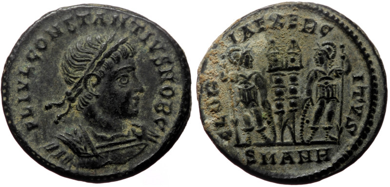 Constantius II (Caesar, 324-337) AE Follis (Bronze, 18mm, 2.34g) Antioch, 337-34...