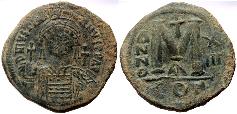 Justinian I (527-565) AE Follis (Bronze, 40mm, 23.04g) Constantinople Dated year...