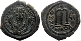 Tibrius II Constantine (578-582) AE Follis (Bronze, 31mm, 13.81g) Nicomedia.
Obv: D m TIb CONSTANT P P AVC, Crowned bust facing, wearing consular robe...