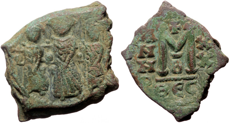 Heraclius, with Martina and Heraclius Constantine (610-641) AE Follis (Bronze, 8...