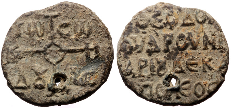 Byzantine Pb Seal (24mm, 9,65g) of Theodore droungarios of Dekapolis (AD 8th cen...