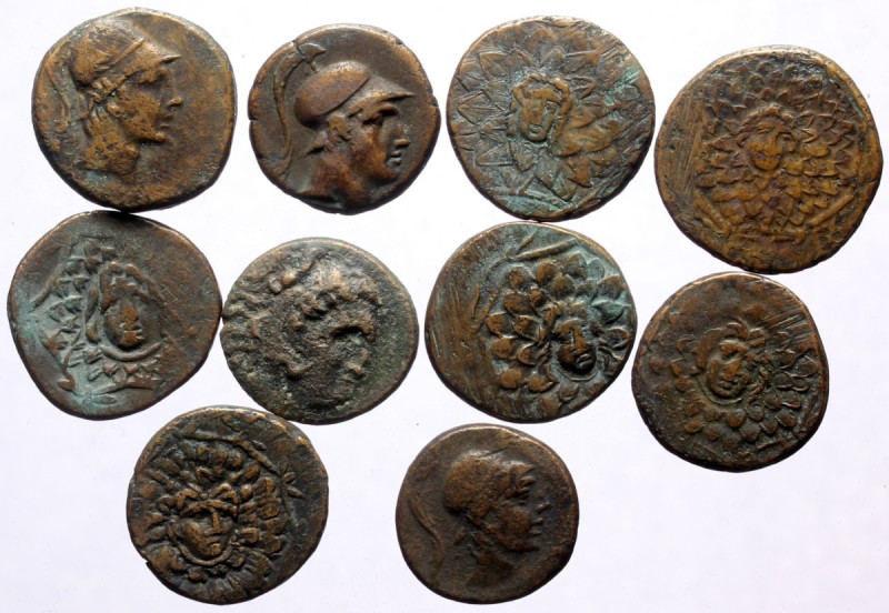 10 Ancient AE coins (Bronze, 71.90g)