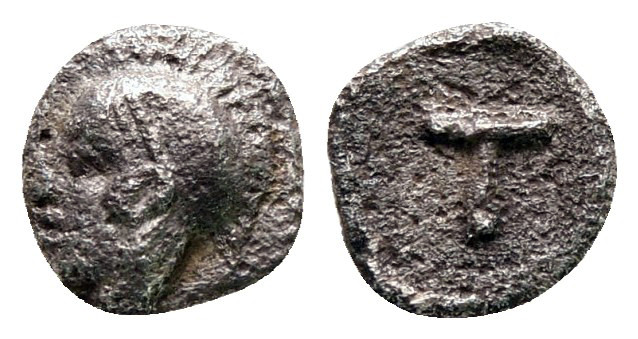 Arkadia. Tegea circa 423-400 BC. 
Tetartemorion AR

7 mm, 0,23 g



Fine