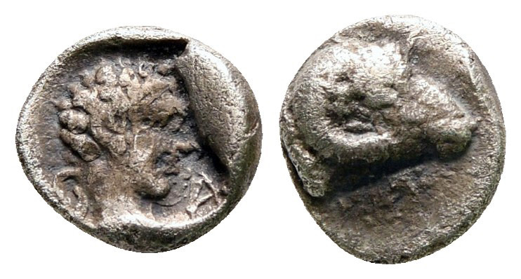 Caria. Kasolaba circa 450-400 BC. 
Hemiobol AR

8 mm, 0,43 g



Very Fine