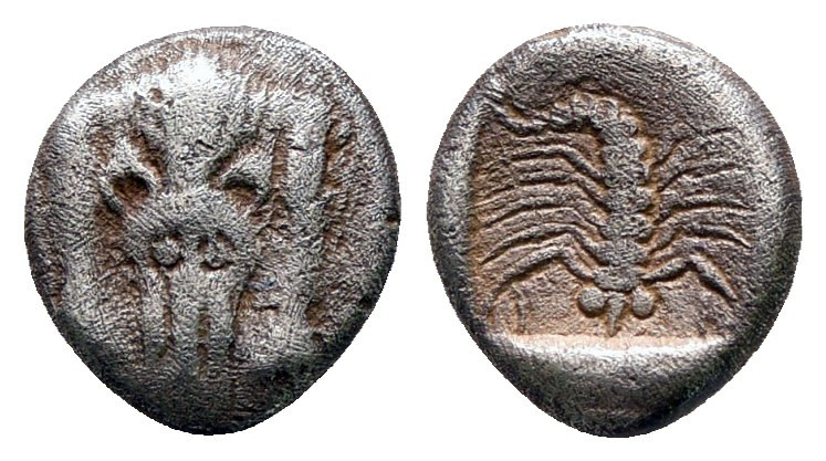 Caria. Mylasa circa 450-400 BC. 
Hemiobol AR

8 mm, 0,56 g



Very Fine