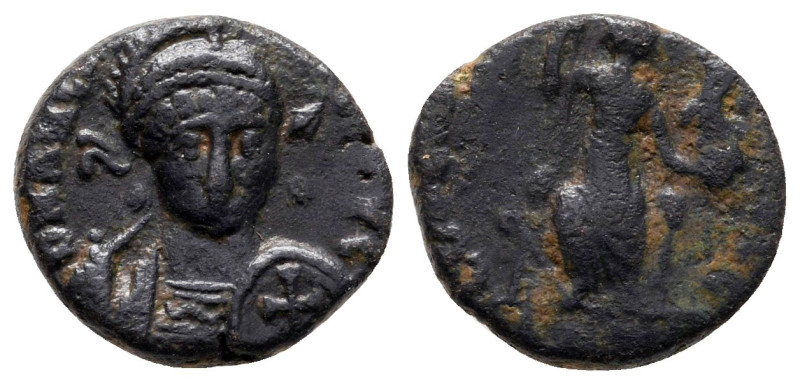 Arcadius AD 383-408. Uncertain mint
Follis Æ

14 mm, 1,81 g



Fine