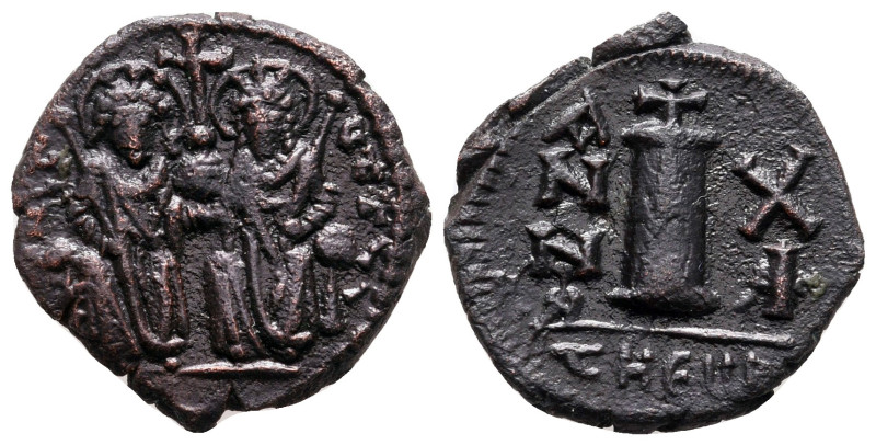 Justin II and Sophia AD 565-578. Theoupolis (Antioch)
Decanummium Æ

19 mm, 3...