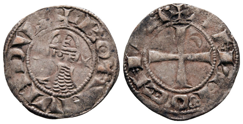 Principality of Antioch. Antioch. Bohemond III AD 1163-1201. 
Denier AR

18 m...