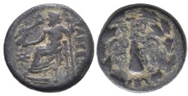 Greek Coins. 4th - 3rd century B.C. AE
CILICIA. Tarsos. Ae (Circa 164-27 BC). Obv: TAPΣEΩN. Zeus seated left on throne, holding sceptre and crowning ...