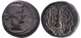 Greek Coins. 4th - 3rd century B.C. AE
Lydia, Sardes. Ca. 133 B.C.-A.D. 14 Æ. Laureate head of Apollo right / ΣΑΡΔΙ/ΑΝΩΝ, club within laurel wreath; ...