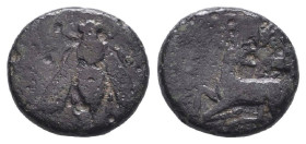 Greek Coins. 4th - 3rd century B.C. AE
IONIA, Ephesos. Circa late 4th-early 3rd Century BC. Æ Bee with straight wings / Stag kneeling left, head reve...